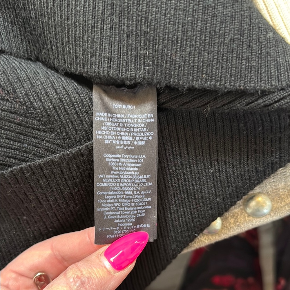 Tory Burch Color-Block Merino Wool Mock-Neck Sweater - Picture 15 of 16